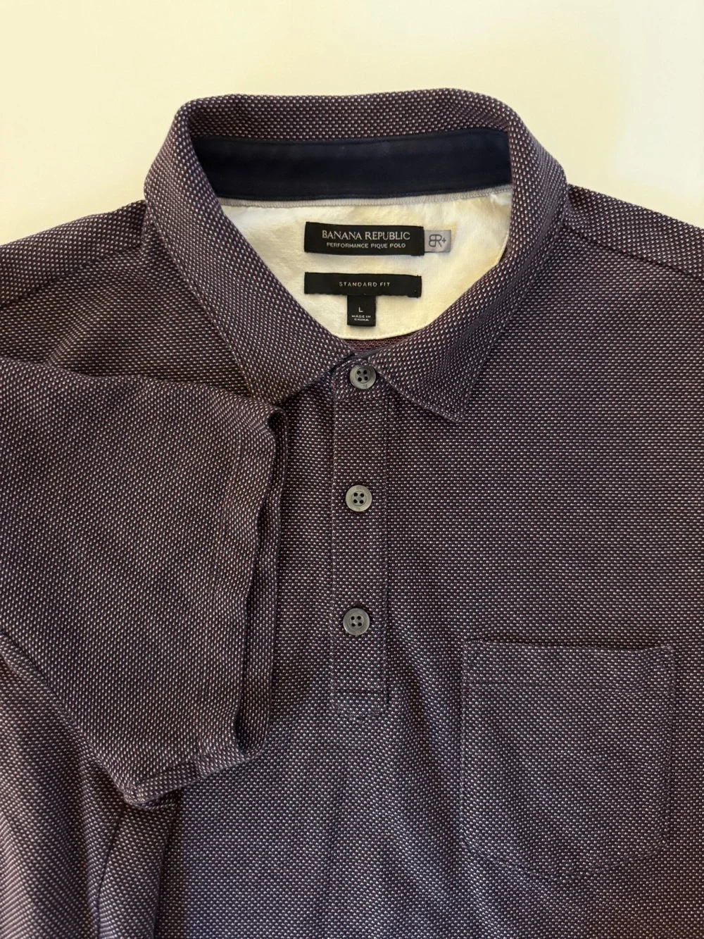 Banana Republic Men’s Performance Pique Polo – Size Large – Burgundy